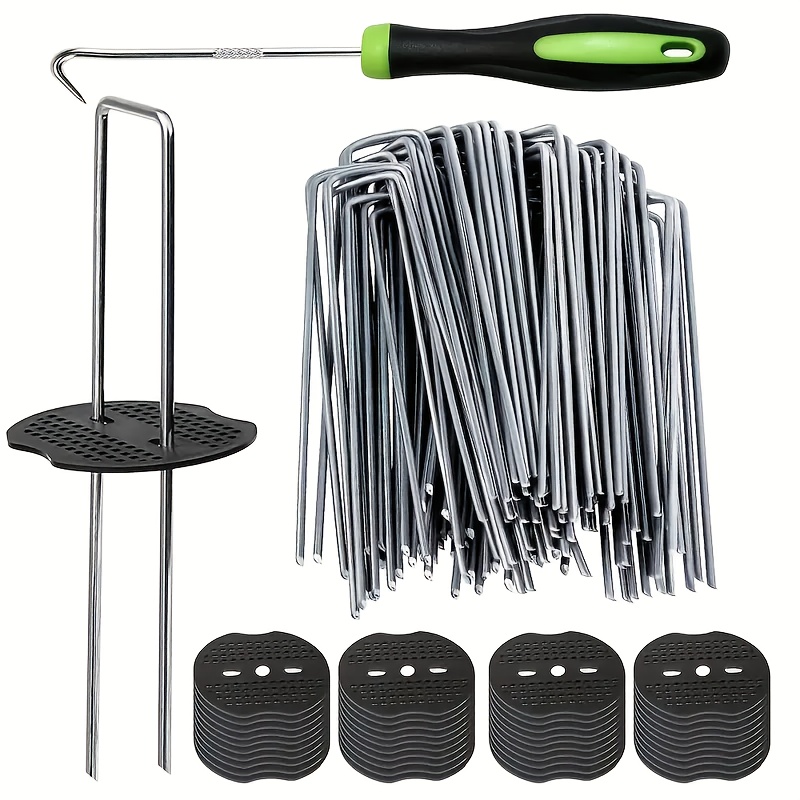 Gardening Tools For Weeds - 101pcs Garden Stakes ชุด-U-รูปชุบสังกะสีภูมิทัศน์ Staples พลาสติก