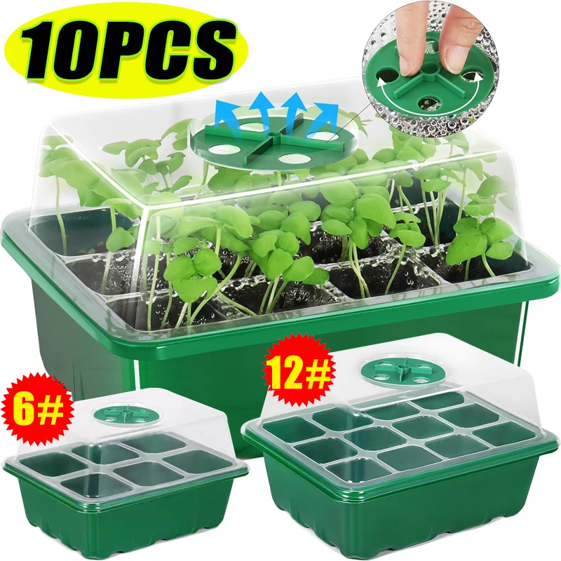 Propagation Tray Dome - ถาดเพาะเมล็ดแบบ 6/12 ช่อง พร้อมชุดเริ่มต้นการเพาะปลูก ฐานโดมปรับความชื้นได้ กระถางเพาะชำขนาดเล็กสำหรับเพาะเมล็ด
