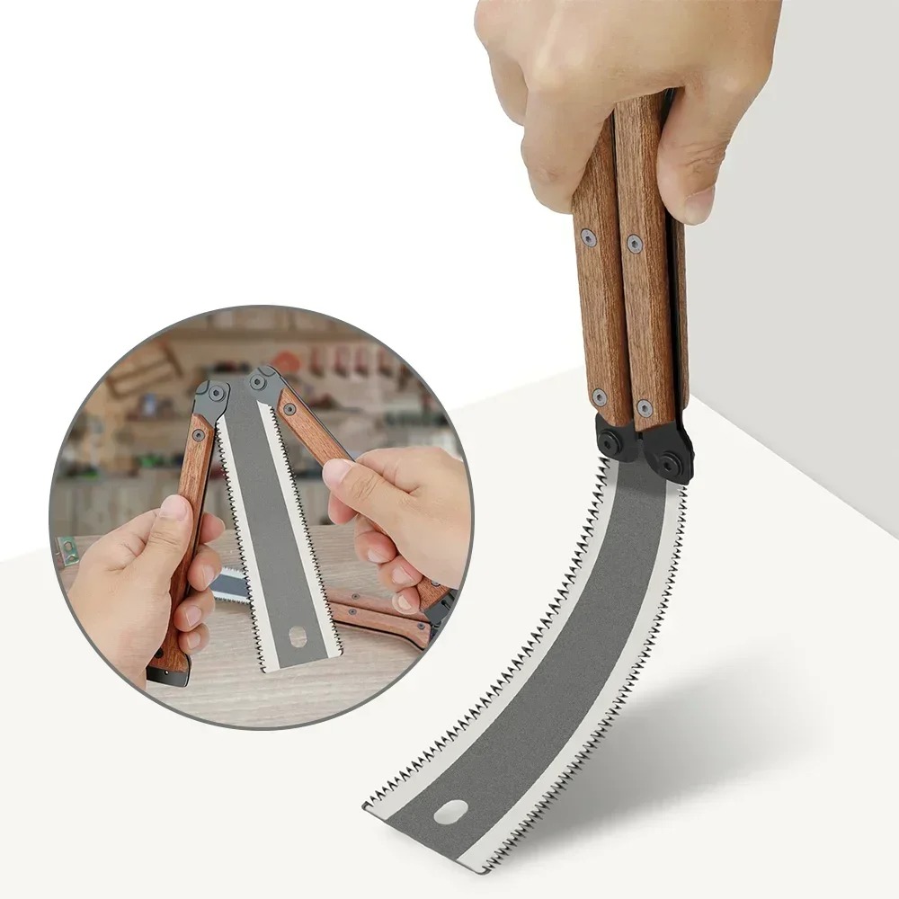 Gardening Hand Tools Japanese - เลื่อยมือพับได้สองคมแบบญี่ปุ่น พร้อมด้ามไม้ สำหรับงานไม้ DIY ตั้งแคมป์ ทำสวน