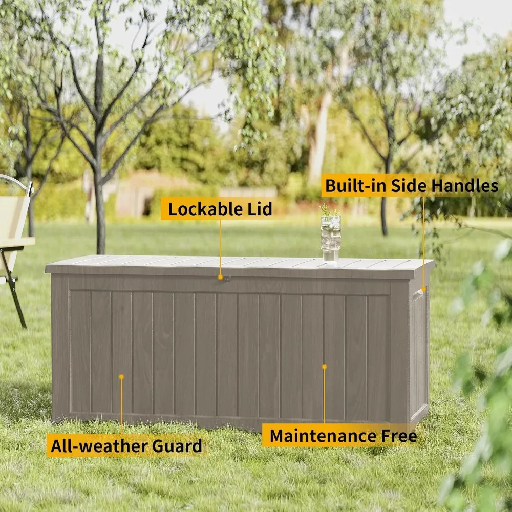Gardening Tools Deals - กล่องเก็บของขนาดใหญ่ 270 แกลลอน พร้อมกุญแจล็อค กันน้ำ ผลิตจากเรซิ่น