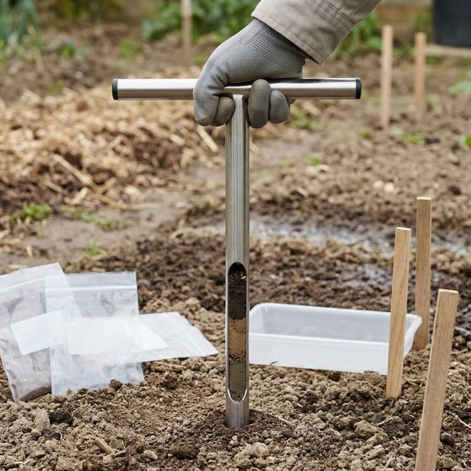 Gardening Tools Uses - เครื่องเก็บตัวอย่างดินสแตนเลส ใช้งานง่าย ด้ามจับรูปตัว T เครื่องมือทำสวน ทนทาน