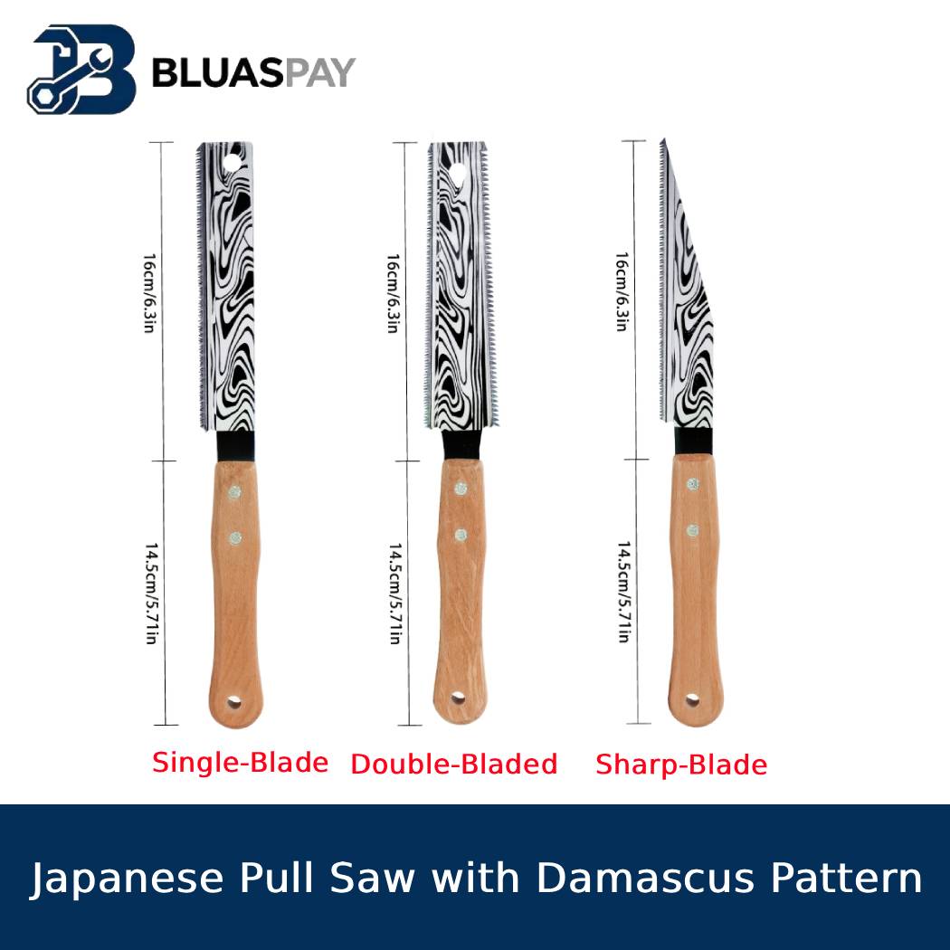 Gardening Hand Tools Japanese - ชุดเลื่อยดึงญี่ปุ่นลายดามัสกัส ด้ามไม้ เลื่อยมือสำหรับงานไม้ ทำสวน ตัดแต่งกิ่ง
