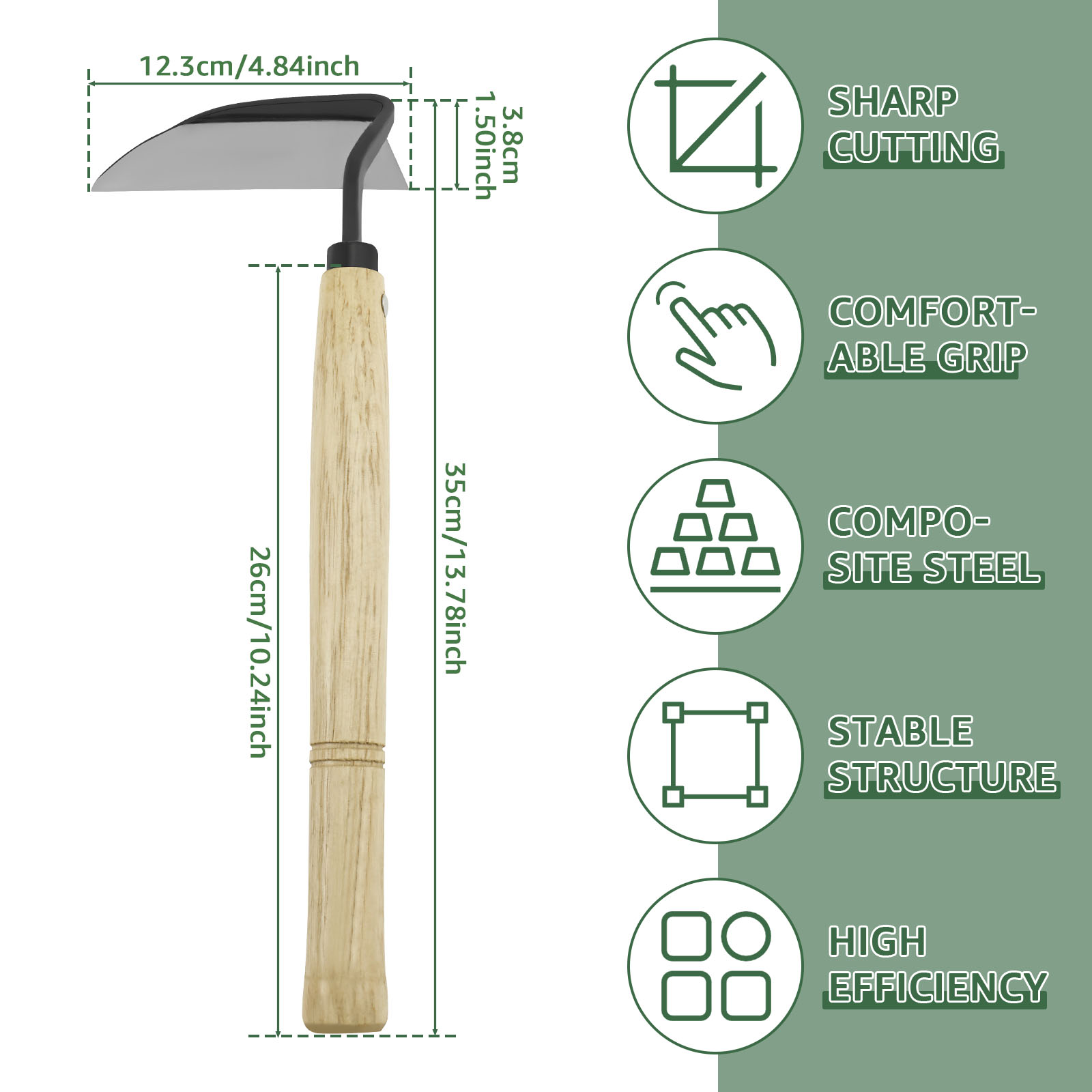 ญี่ปุ่น Weeding Sickle ไม้ Han - Gardening Hand Tools Japanese บทวิจารณ์และราคา